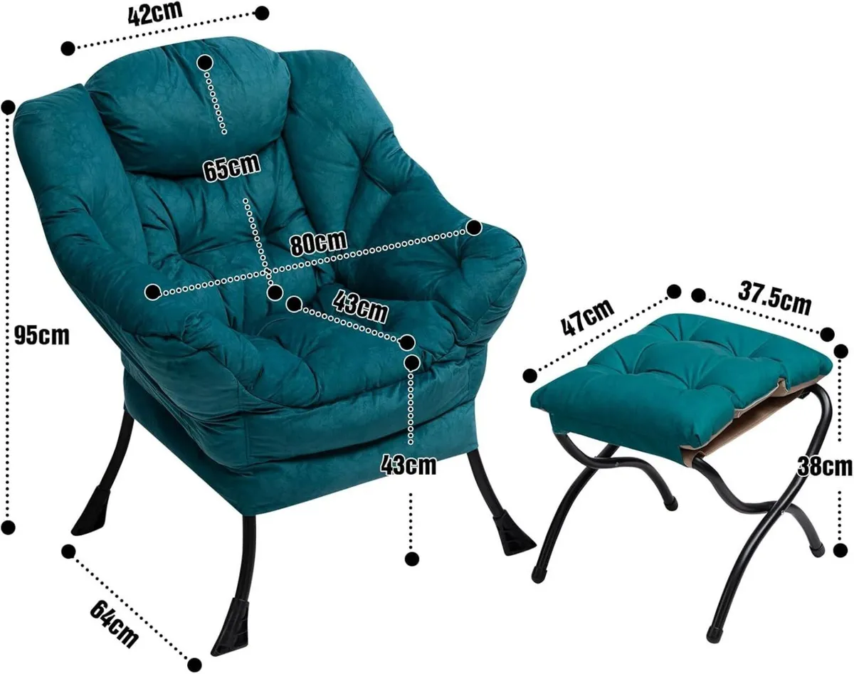 Armchair with Footstool Comfy Arm Chair Living - Image 3