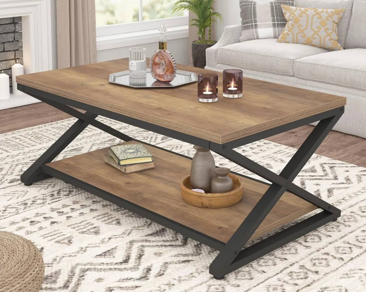 Coffee Table Modern 39 Inch with Storage Display - Image 1