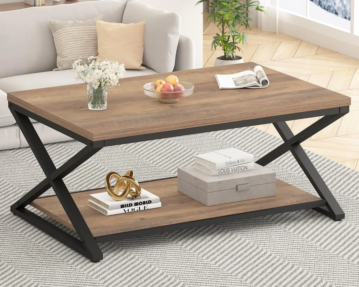 Coffee Table Modern 39 Inch with Storage Display - Image 3
