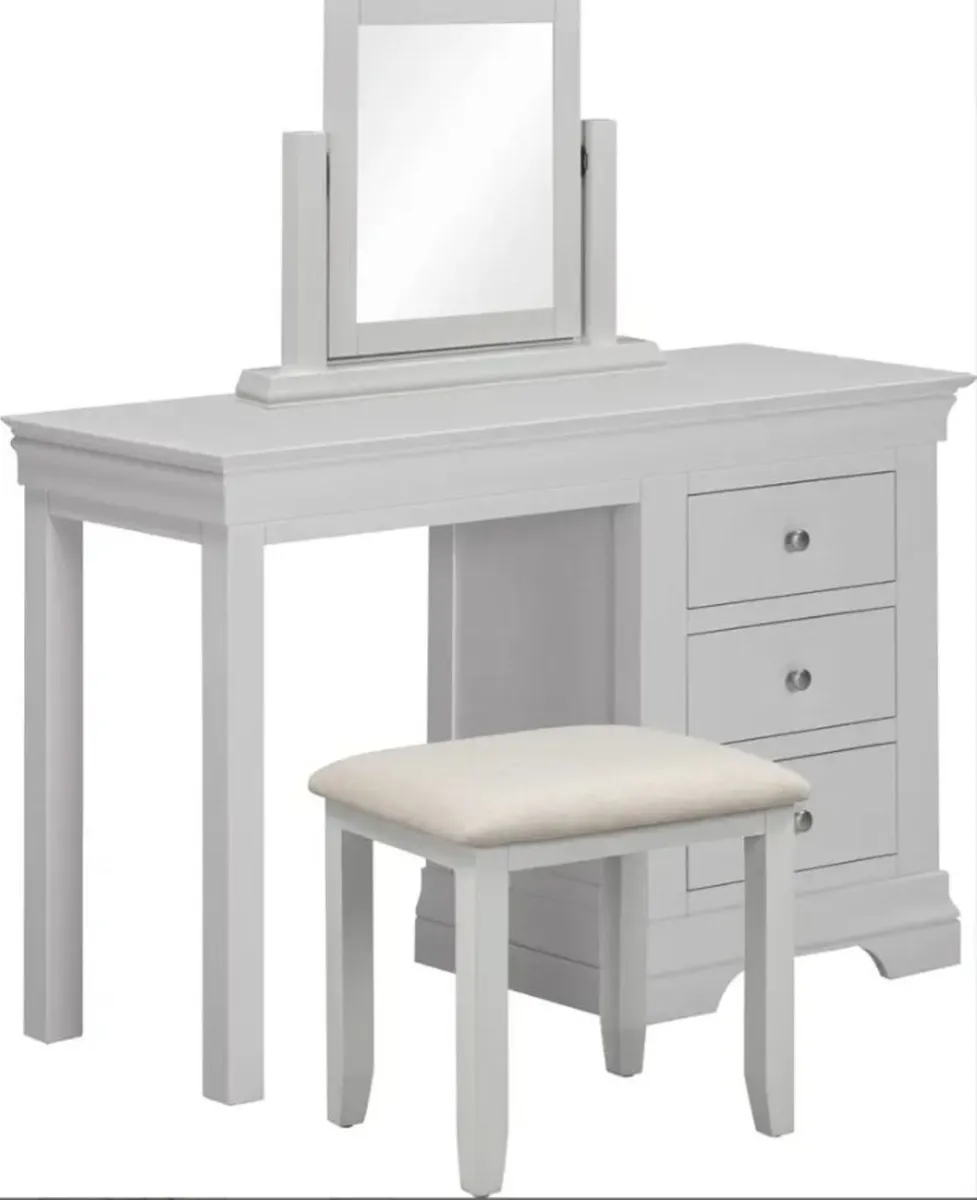 Bordeaux 3 Drawer Dressing Table Set Pebble Grey - Image 1
