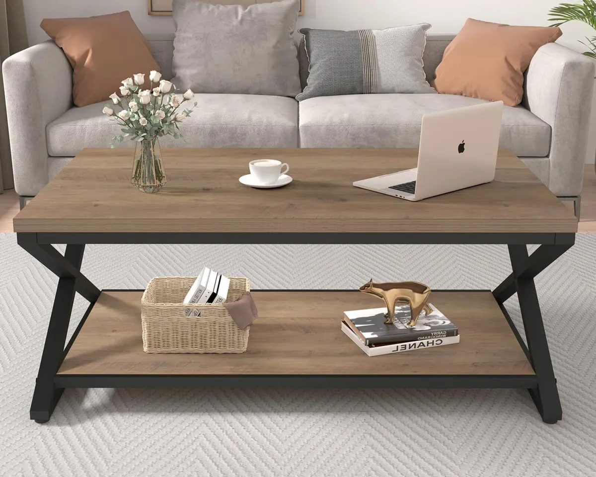 Coffee Table Modern 39 Inch with Storage Display - Image 4