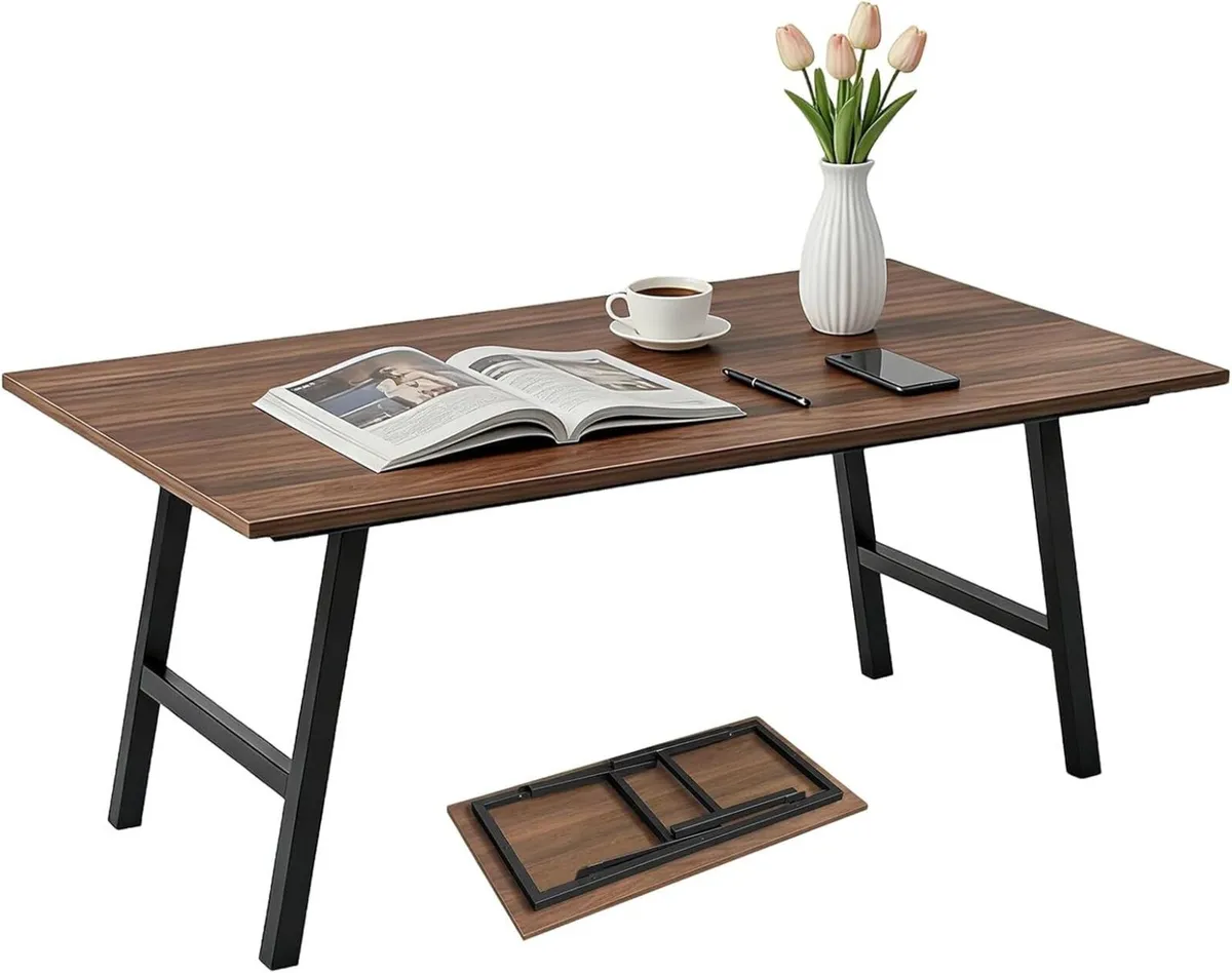 Wooden Folding Coffee Table 39x20x15.7 Inch - Image 1