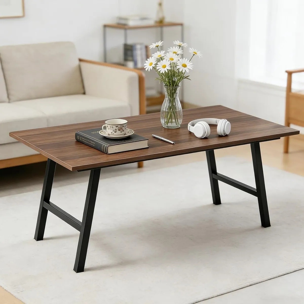 Wooden Folding Coffee Table 39x20x15.7 Inch - Image 2