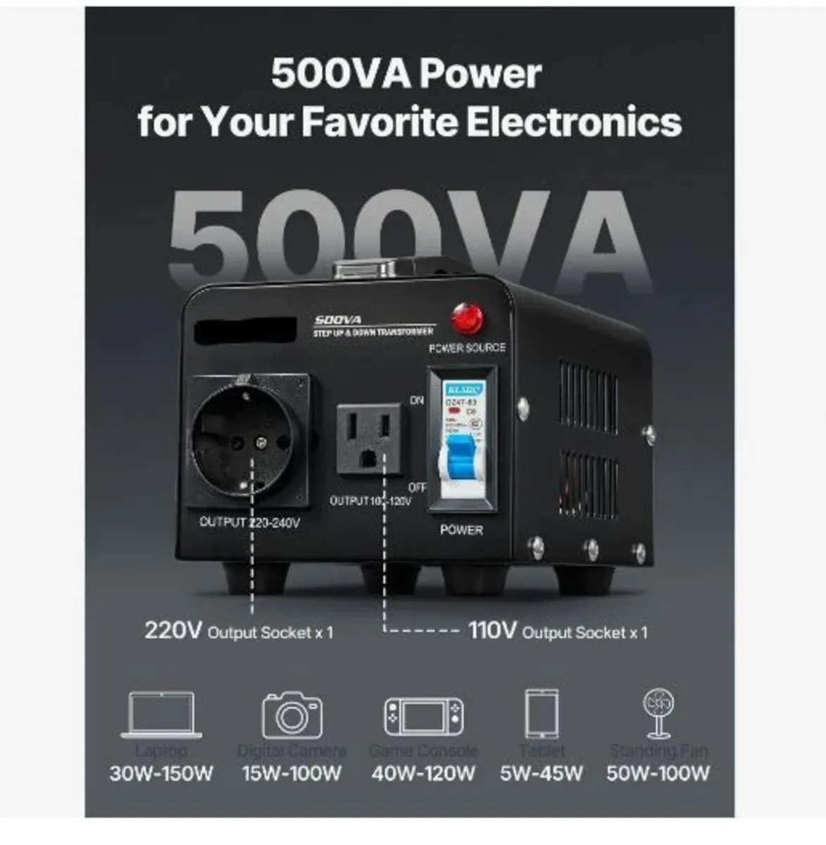 Voltage Converter Transformer, 500VA - Image 2