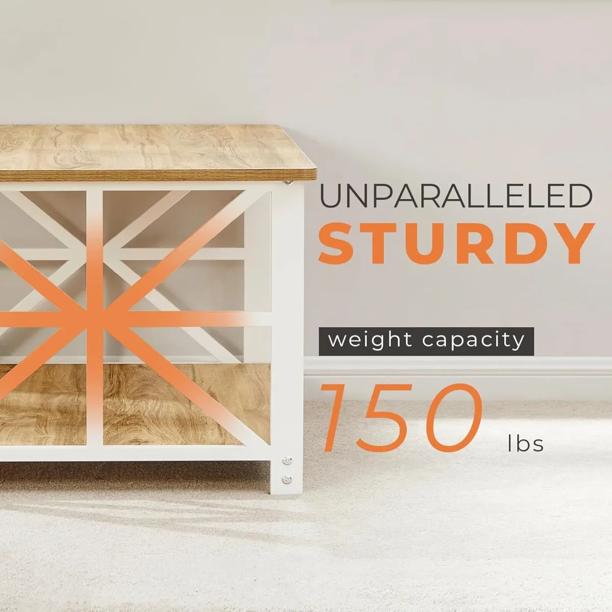 Modern Coffee Table with 2-Tier Storage Wooden - Image 4