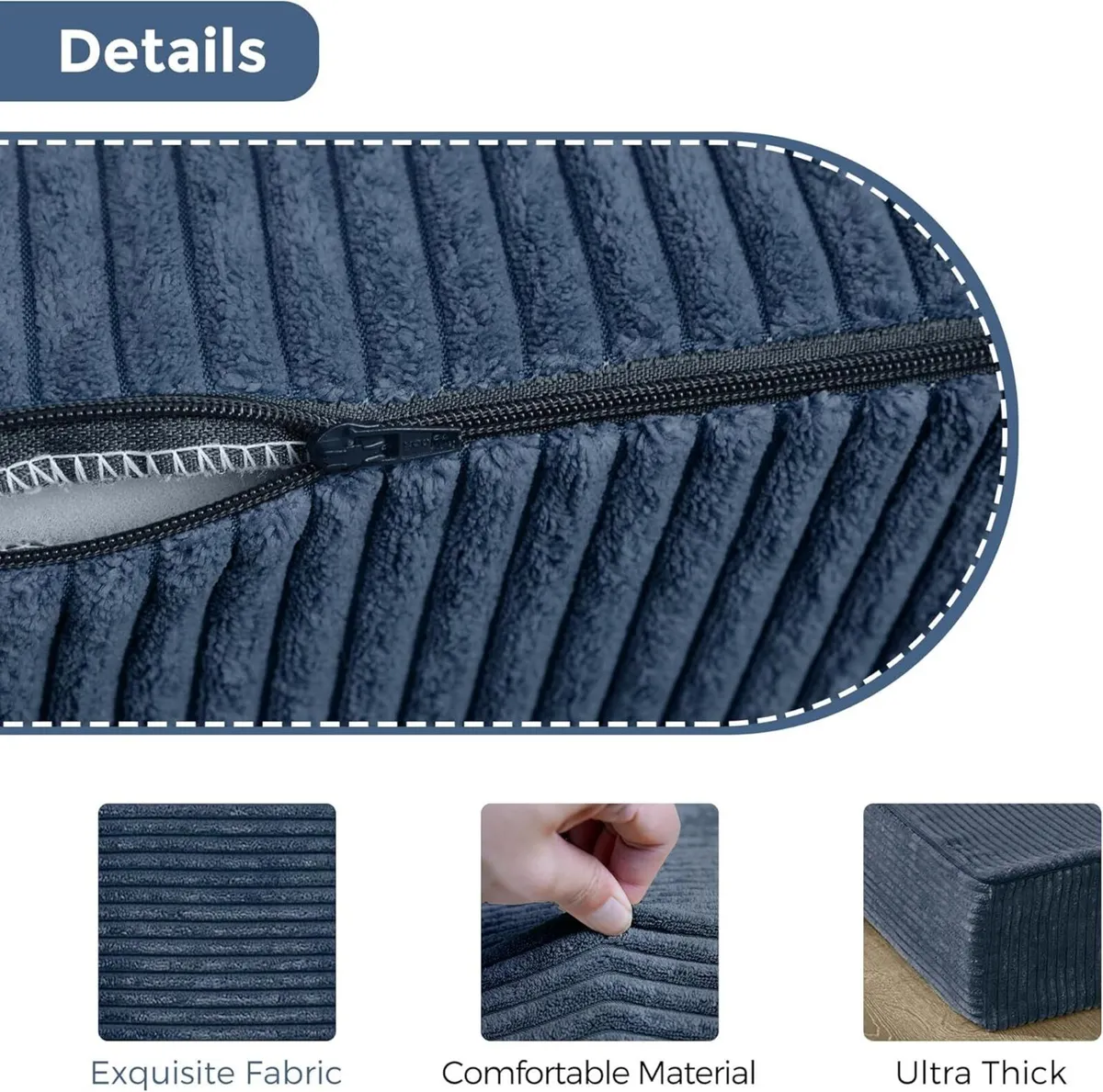 Folding Corduroy Mattress Tri Fold Floor 10cm - Image 2