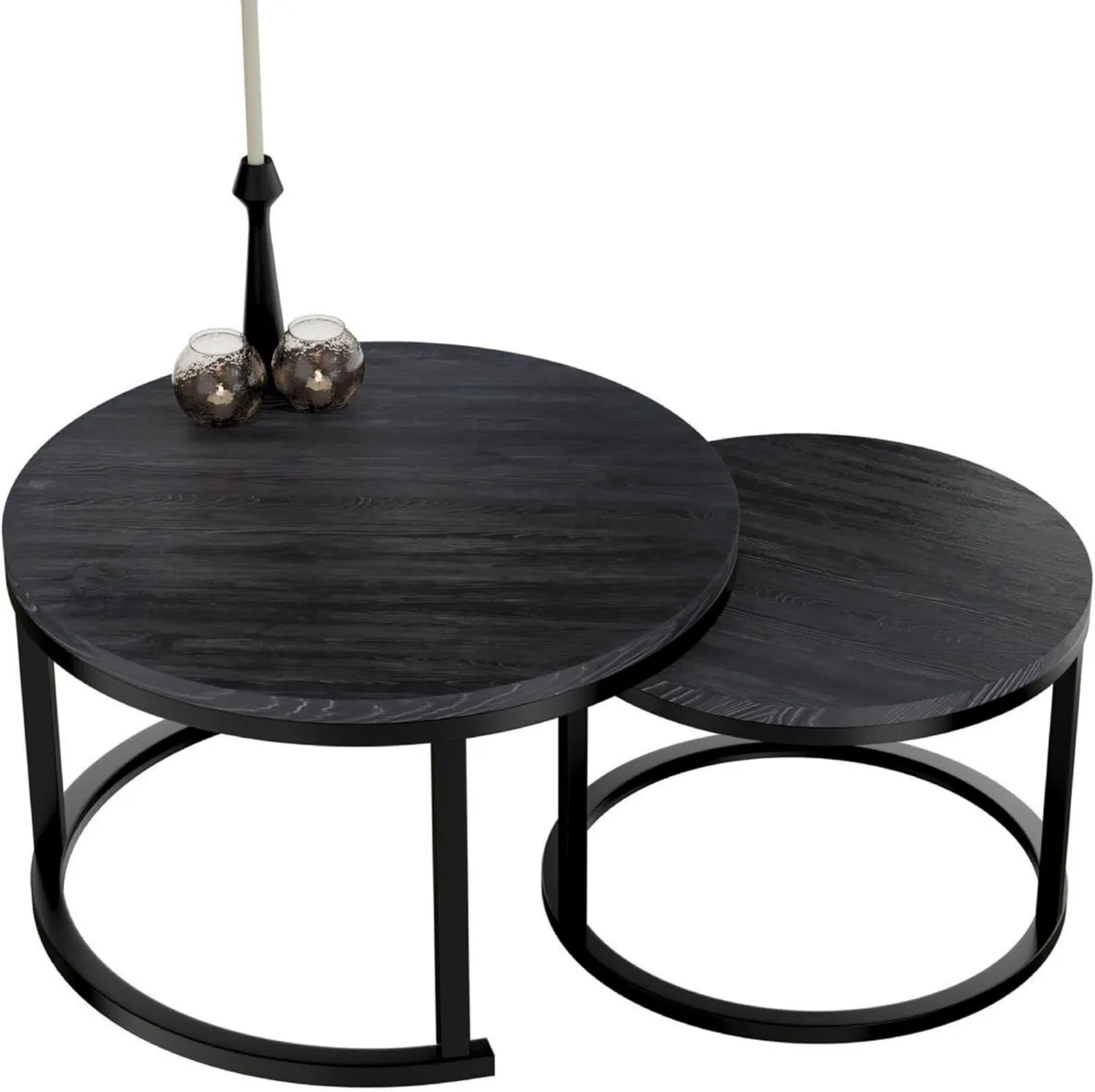 Home Heaven Coffee Table Round Black Wood - - Image 1