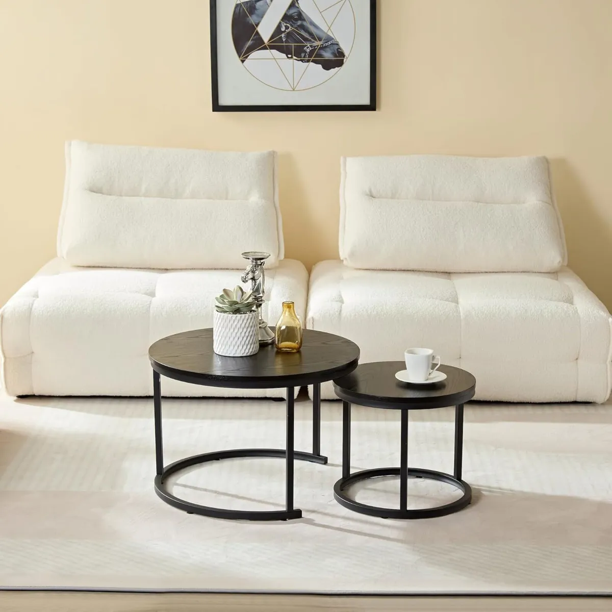 Home Heaven Coffee Table Round Black Wood - - Image 4