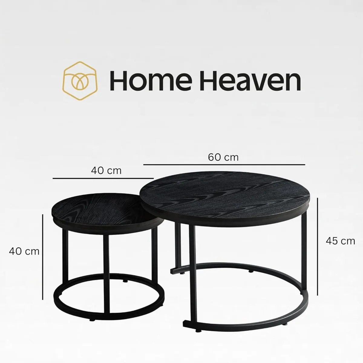 Home Heaven Coffee Table Round Black Wood - - Image 3