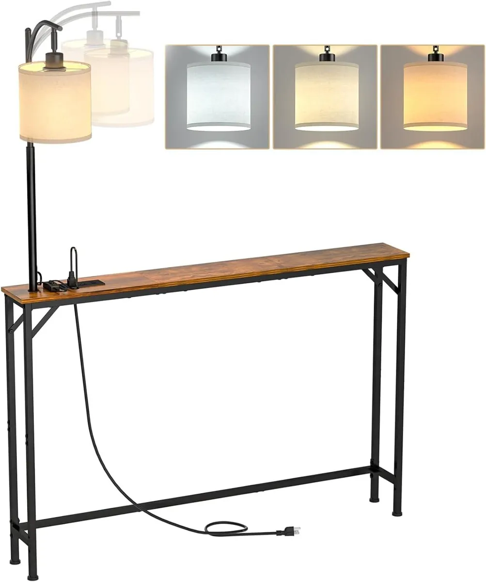 Skinny Console Table with Outlet Sofa Light - Image 1