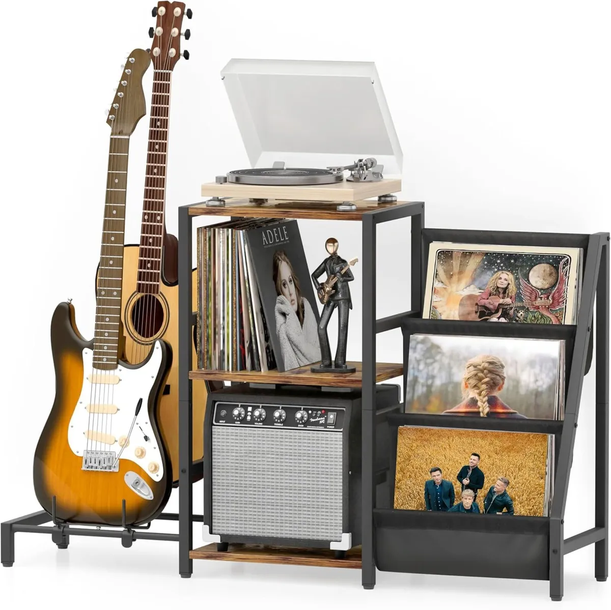 Vinyl Record Storage Guitar Stand for Acoustic - Image 1