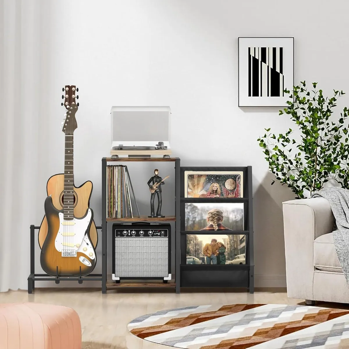 Vinyl Record Storage Guitar Stand for Acoustic - Image 2