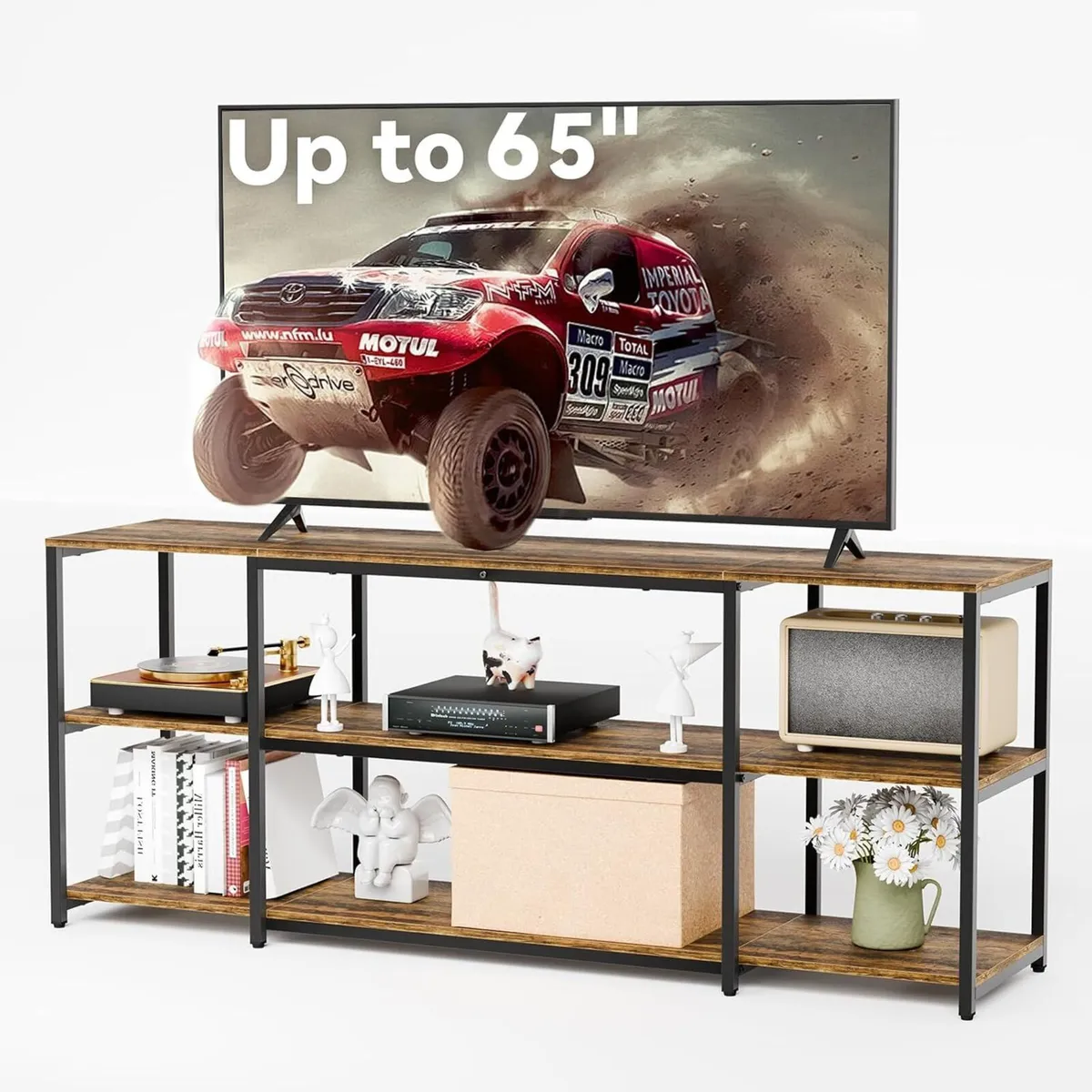 TV Stand 148 cm Cabinet 3 Tier Wooden Console - Image 1