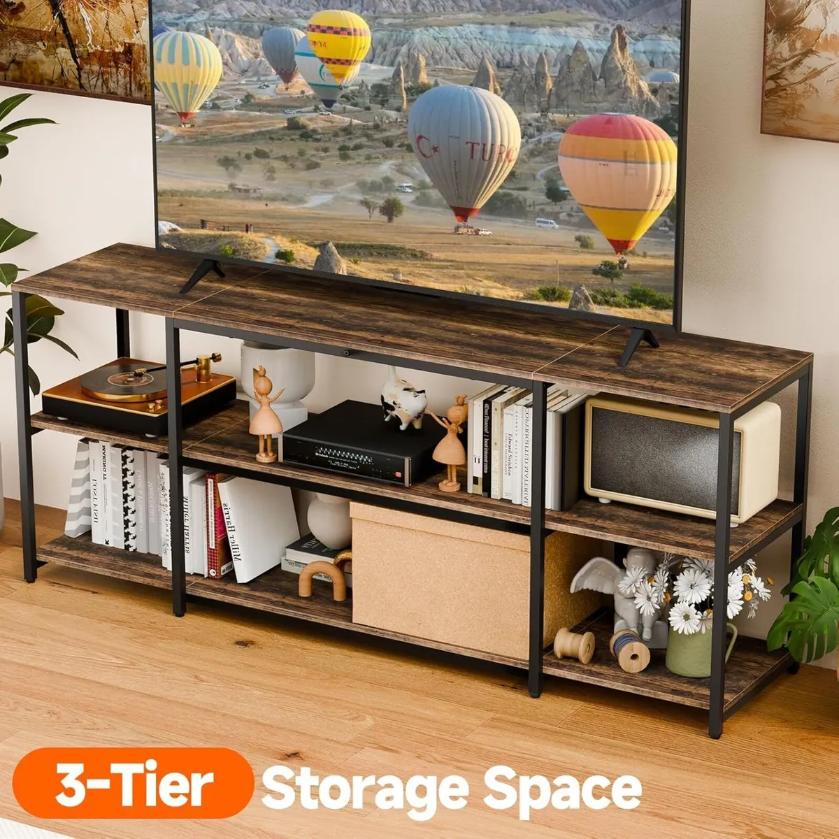 TV Stand 148 cm Cabinet 3 Tier Wooden Console - Image 4