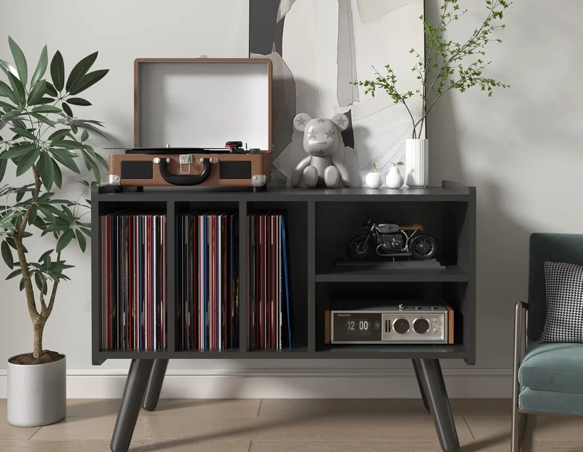 Record Player Stand with Vinyl Storage Holds Up - Image 2