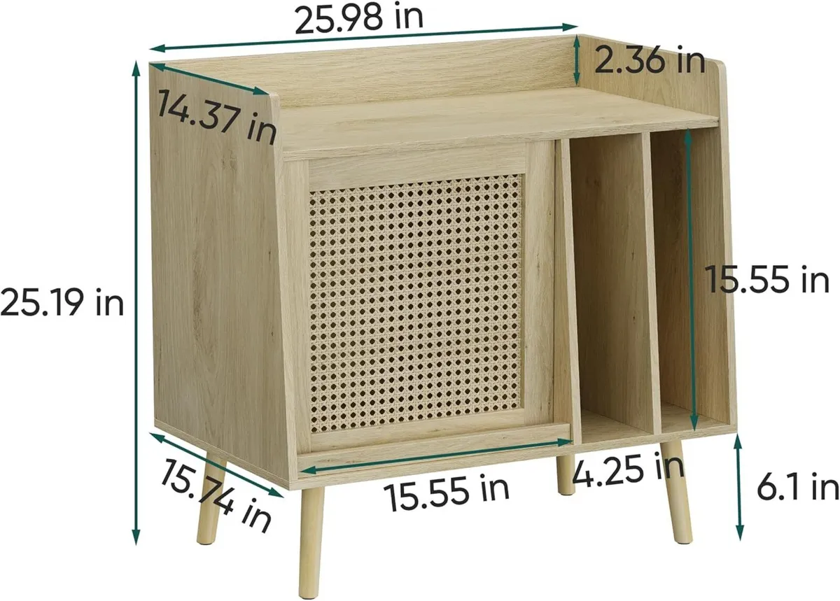 Record Player Stand with Vinyl Storage Table - Image 2