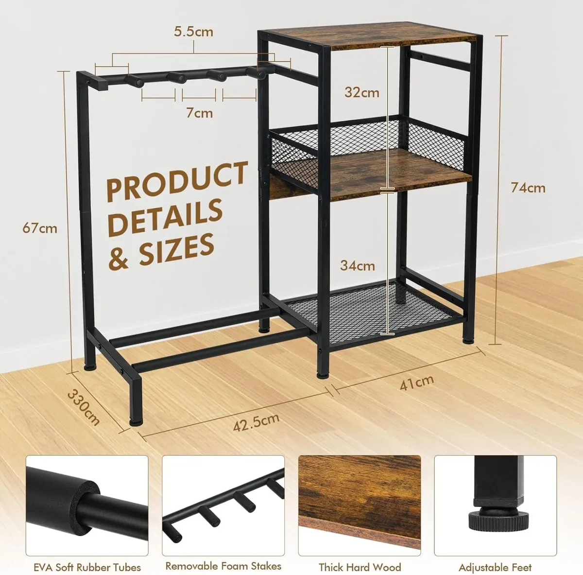 Guitar Stand Multiple Guitars with Vinyl Record - Image 3