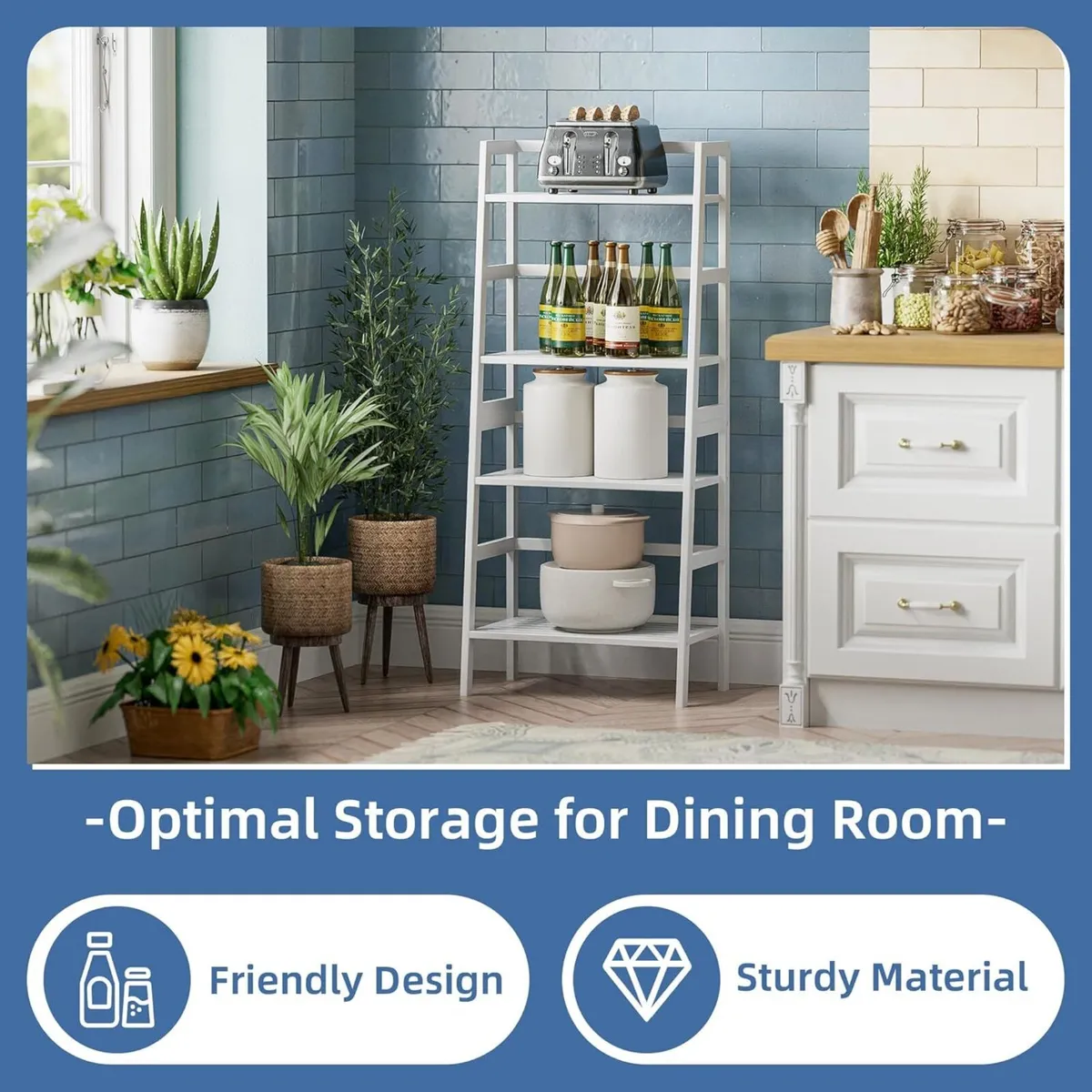 White Ladder Bookshelf 4 Tier Bamboo Bookcase - Image 4