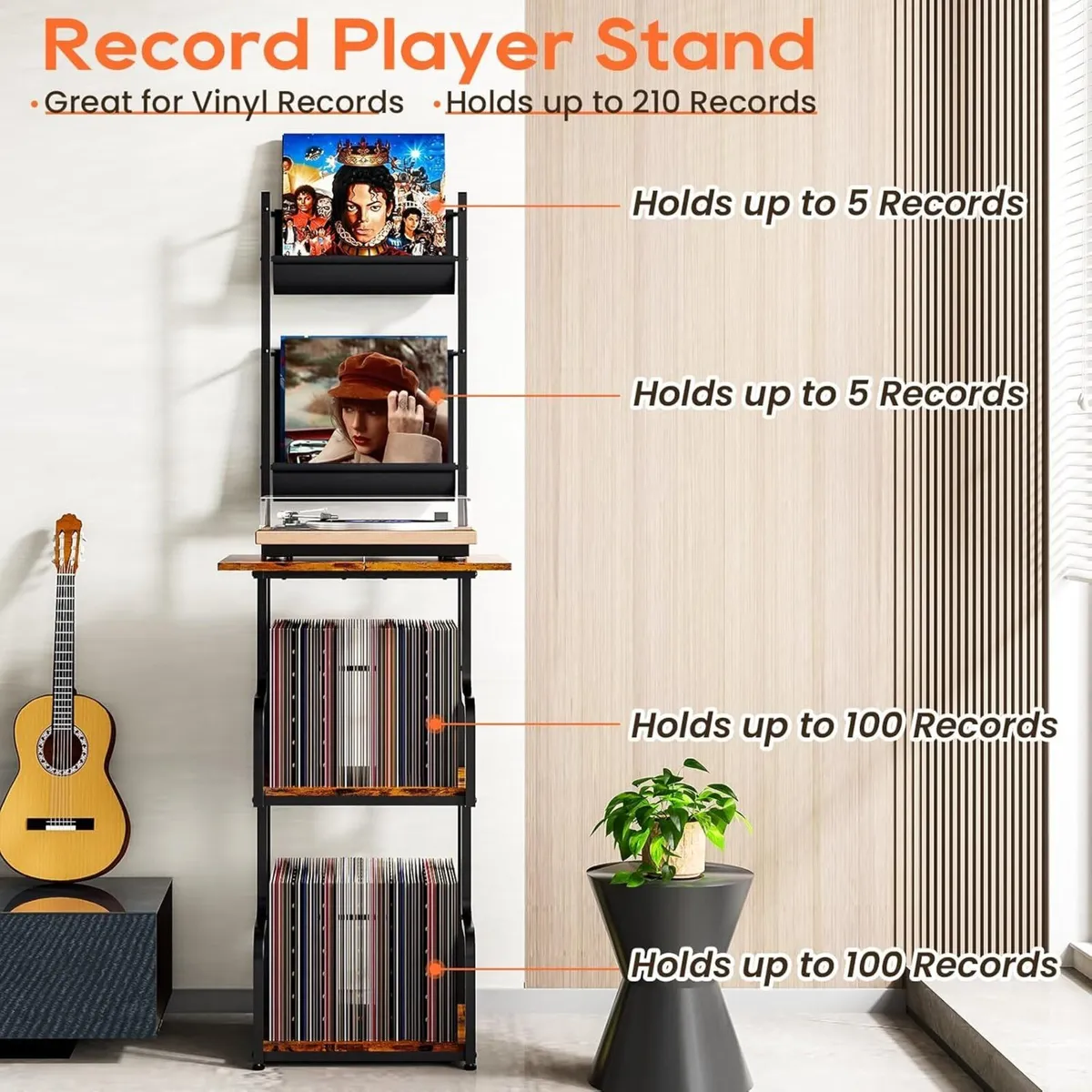 Vinyl Record Storage Holder CD Rack Holds 200 - Image 4