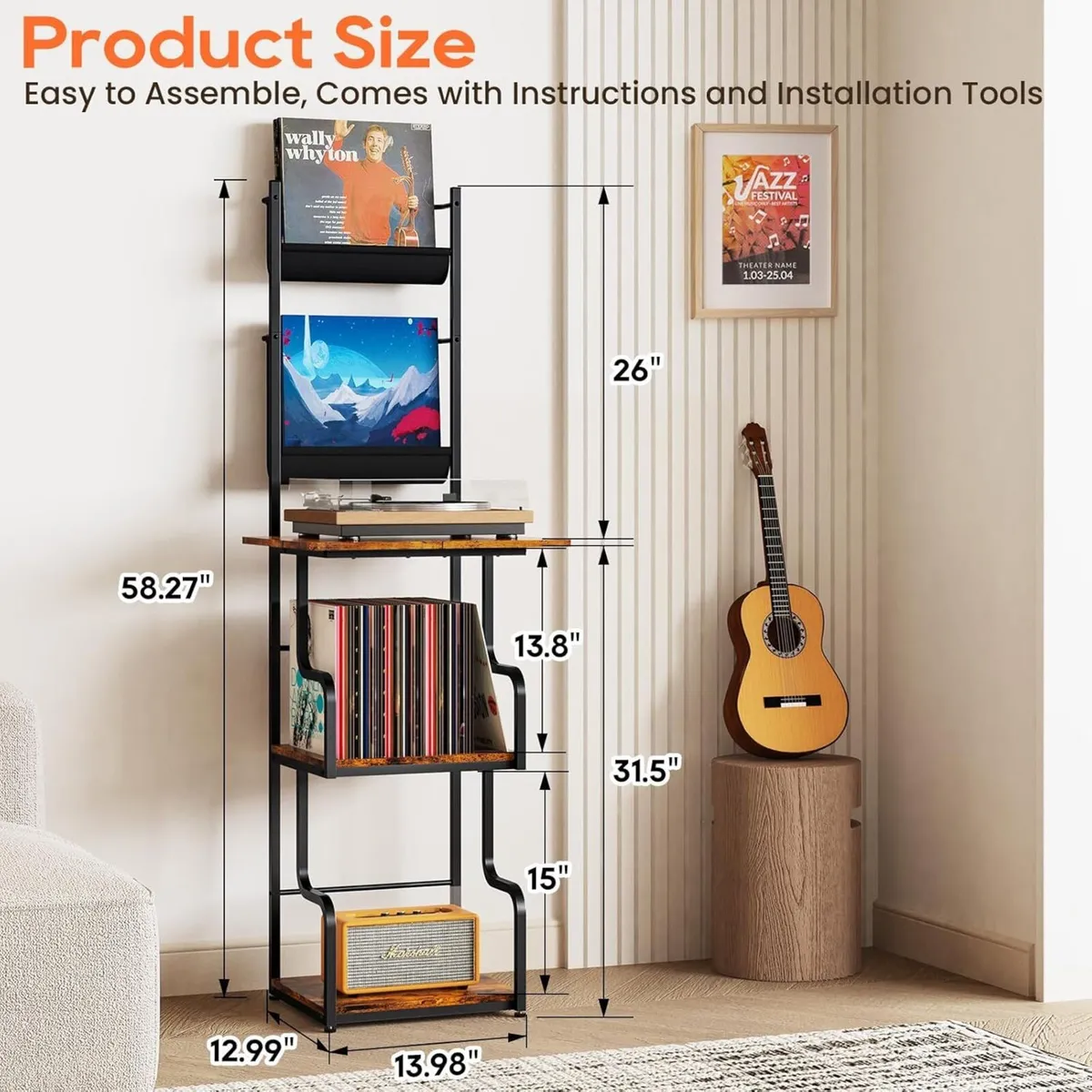 Vinyl Record Storage Holder CD Rack Holds 200 - Image 3