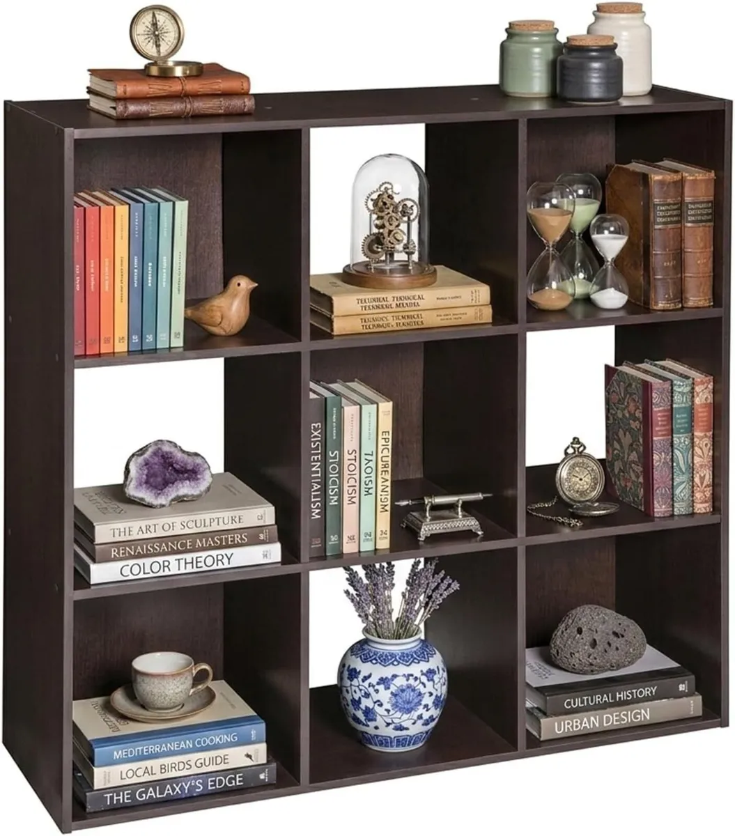 9 Cube Storage Unit Wooden Shelf Open Bookcase - Image 1