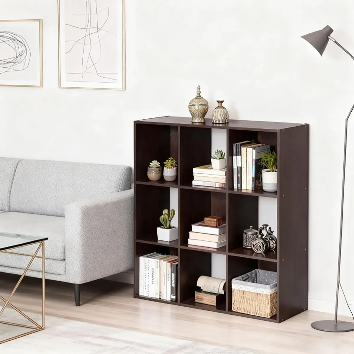 9 Cube Storage Unit Wooden Shelf Open Bookcase - Image 2