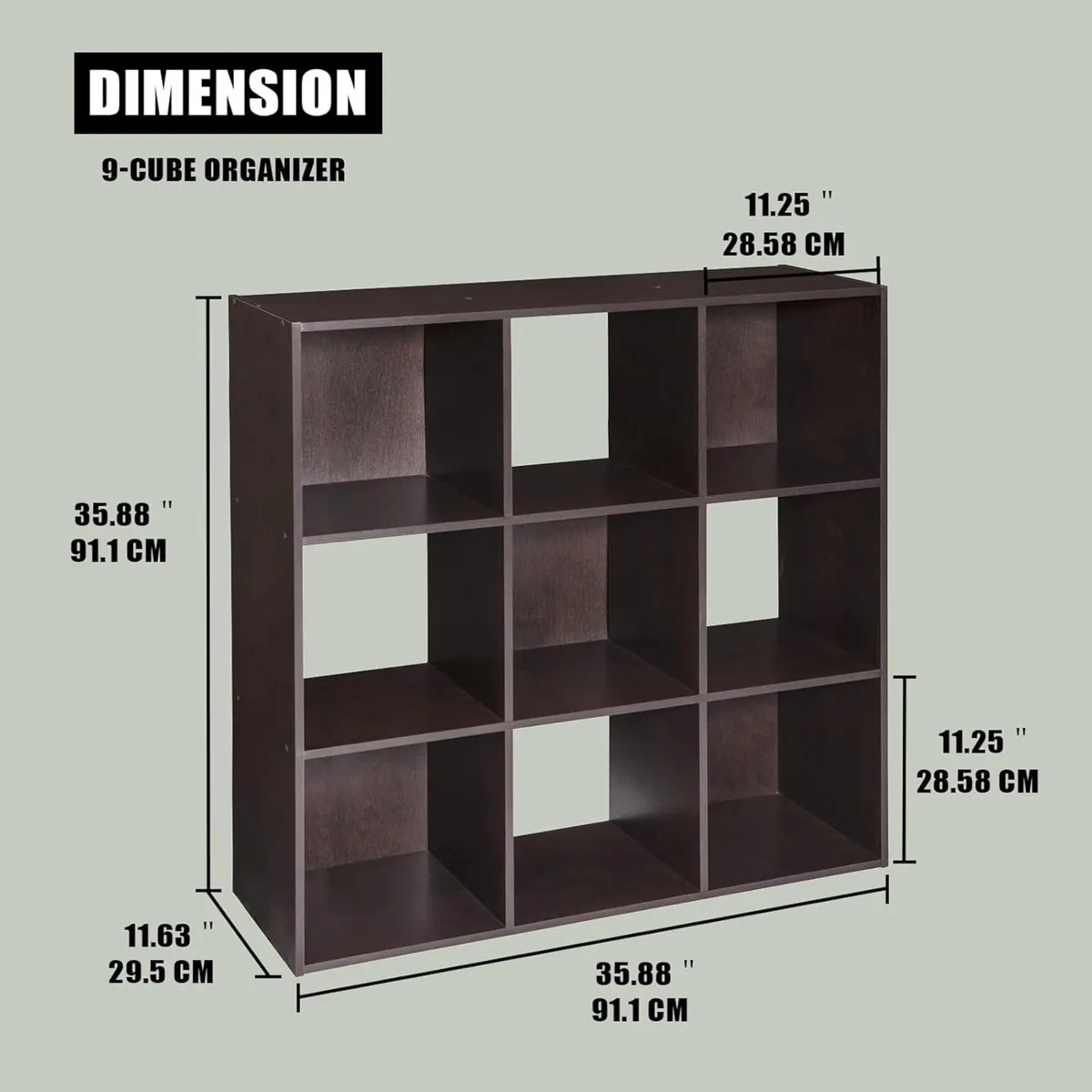 9 Cube Wooden Storage Shelf Open Bookcase Unit - Image 3