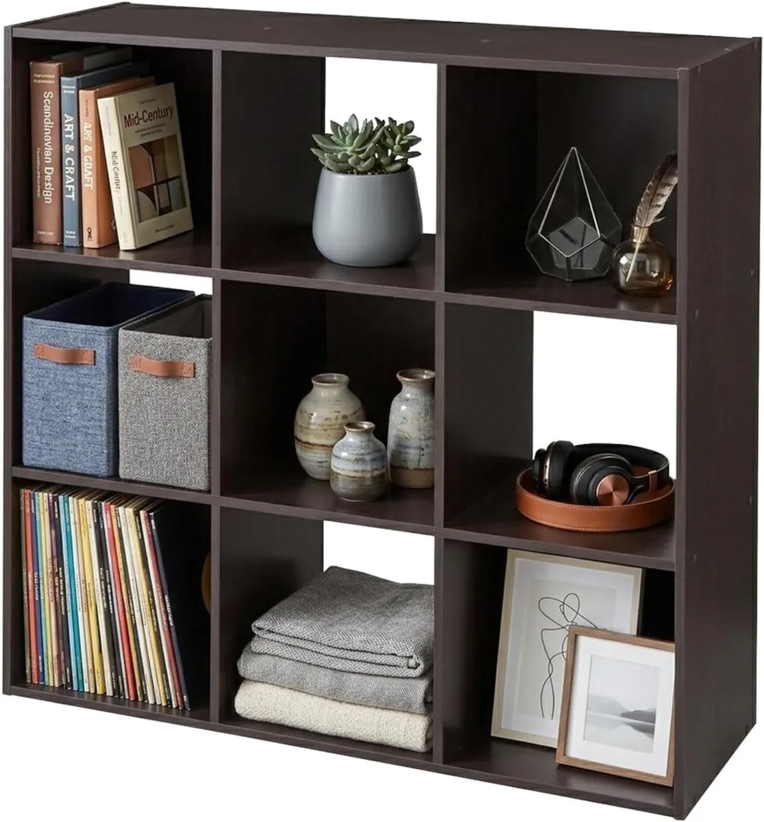 9 Cube Wooden Storage Shelf Open Bookcase Unit - Image 1