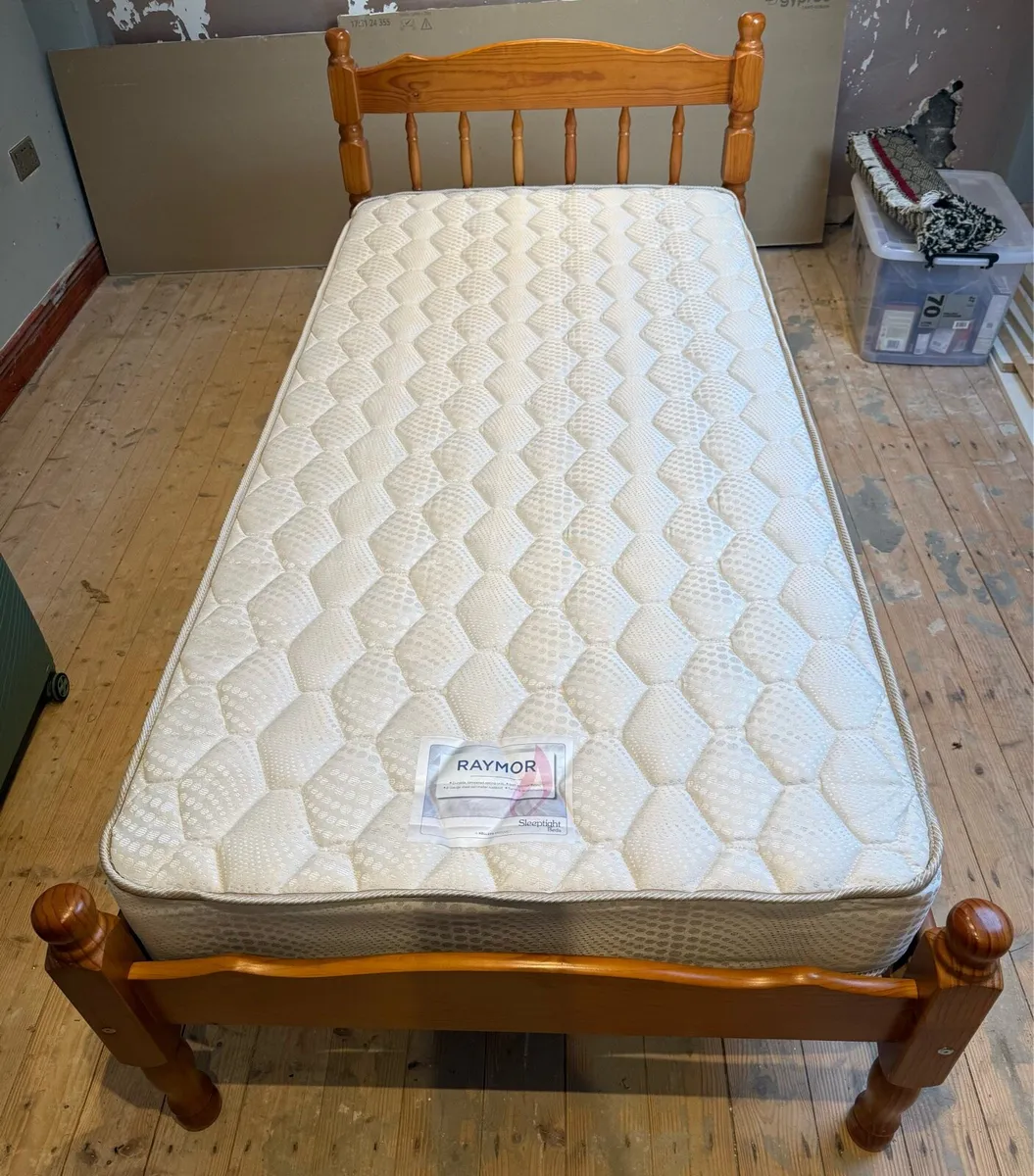 Solid Wood Single Bed and New Mattress - Image 2