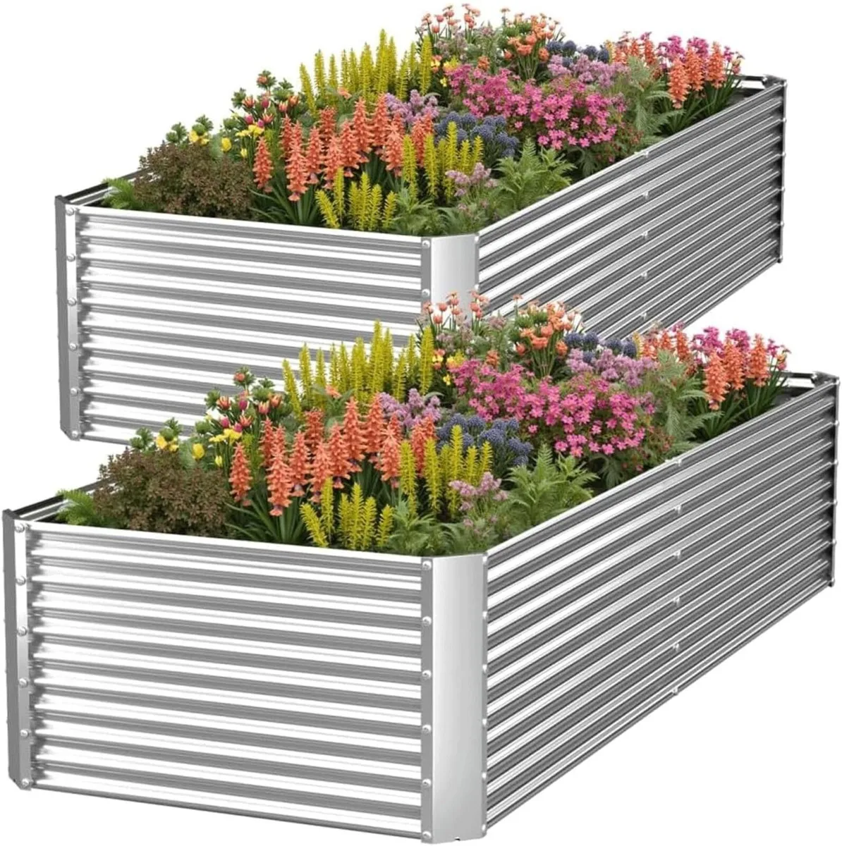 2 Pack Tall 6x3FT Corrugated Galvanized Steel - Image 1