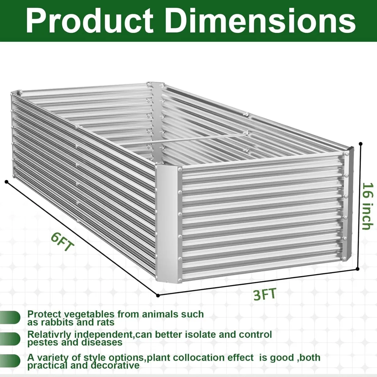 2 Pack Tall 6x3FT Corrugated Galvanized Steel - Image 3