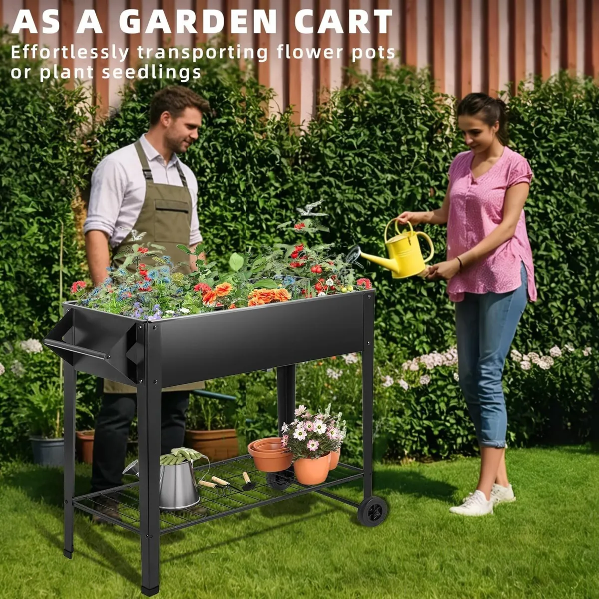 Metal Raised Garden Bed Outdoor Planter Box with - Image 3