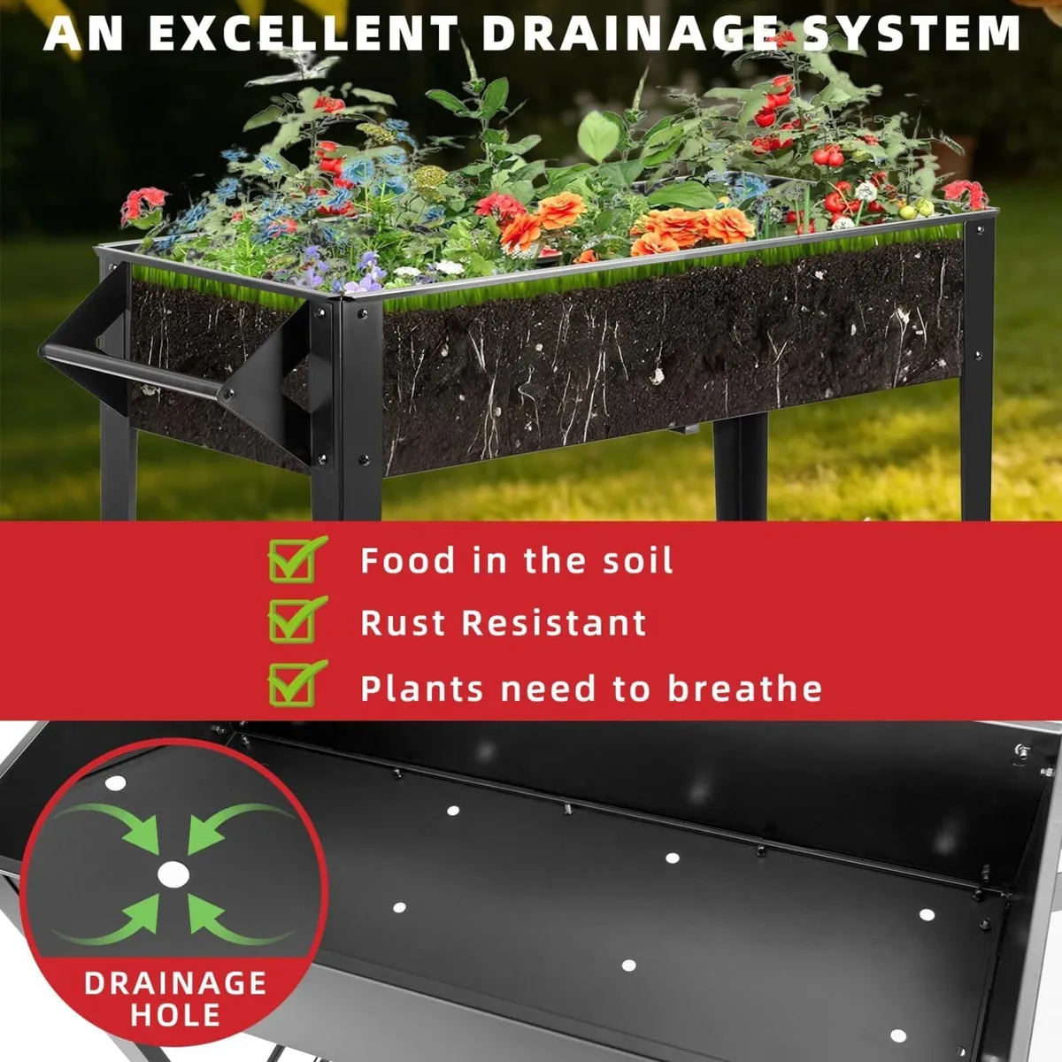 Metal Raised Garden Bed Outdoor Planter Box with - Image 4