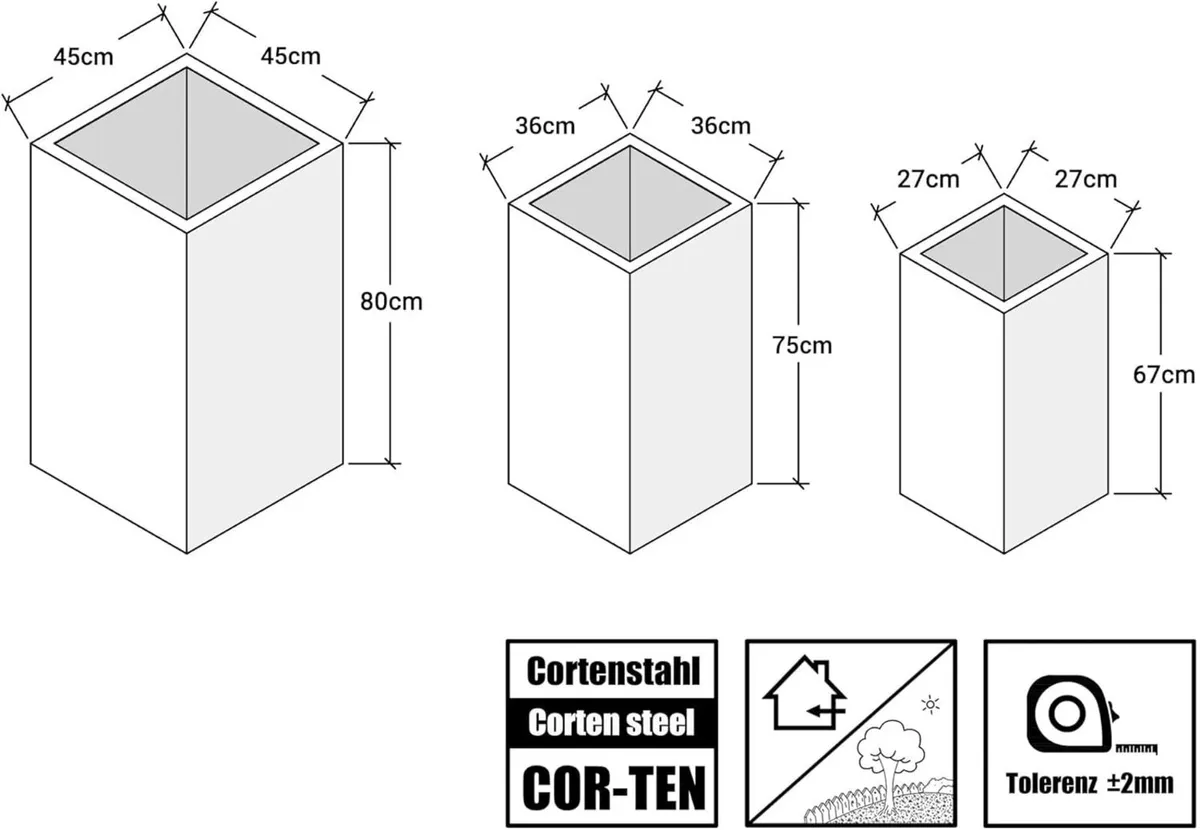 Corten Viva Design Steel Planter 45 x 80 cm - Image 2