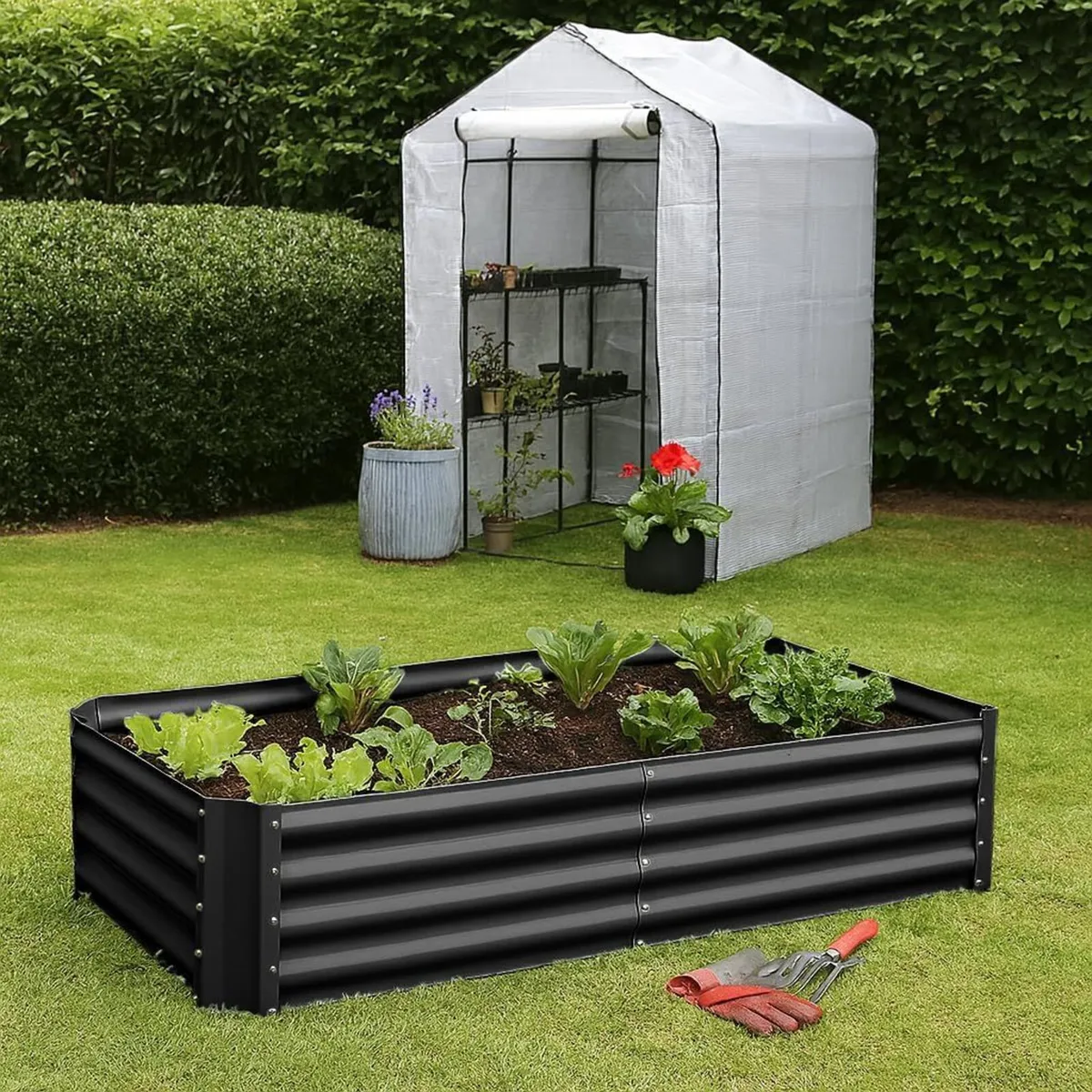 Raised Garden Bed - Anthracite 180 x 90cm - Image 2