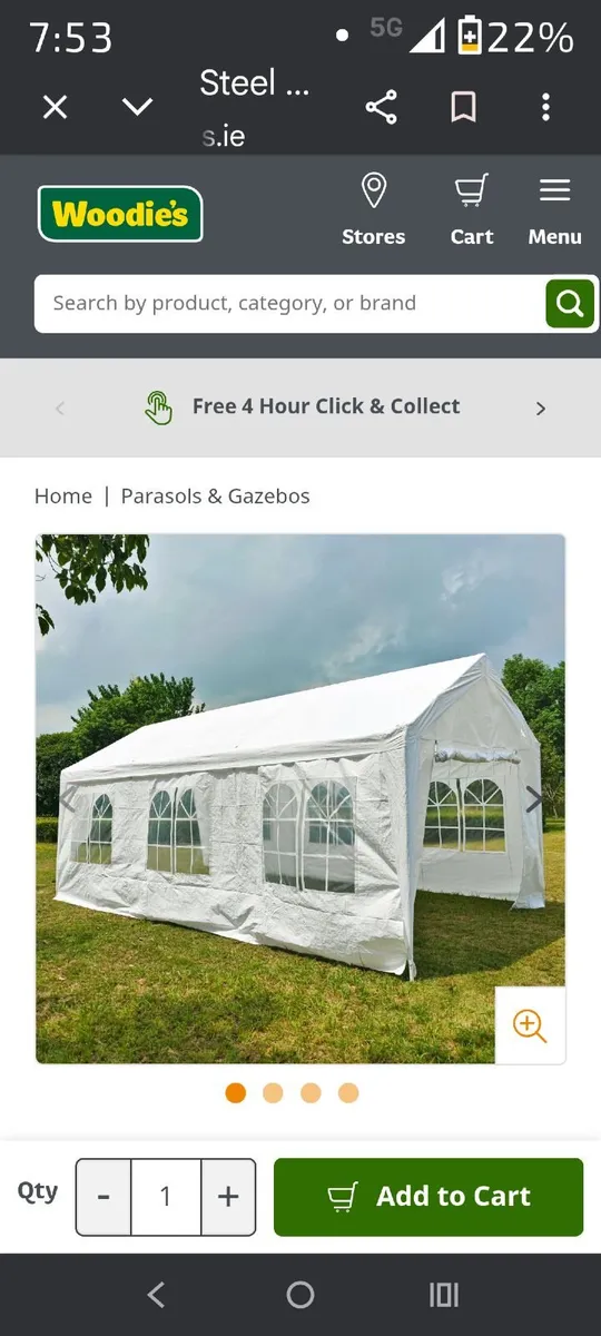Green stripe party tent, similar to above