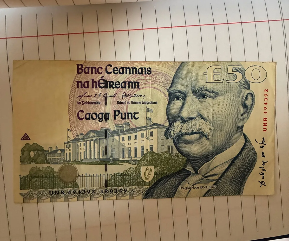 Old Irish £50 Douglas Hyde - Image 1