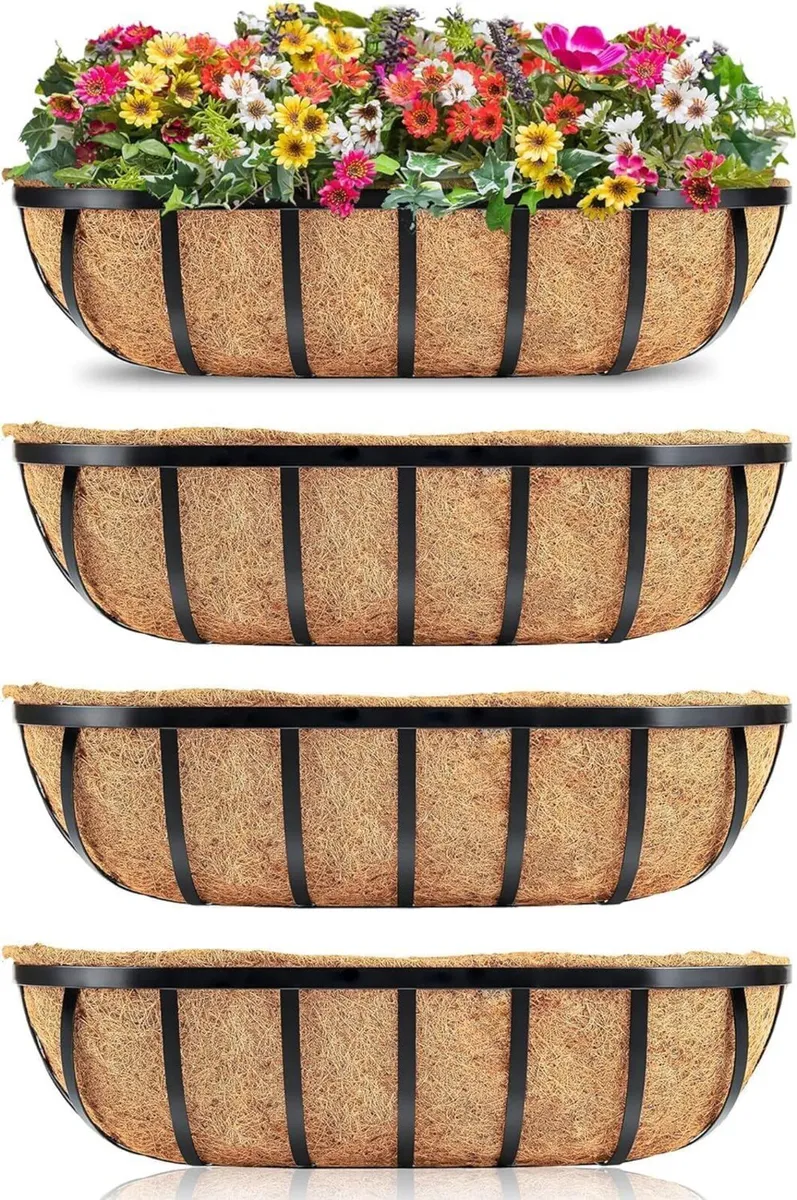 Set of 4 Wall Trough Planter 60.9cm/24in Outdoor - Image 1