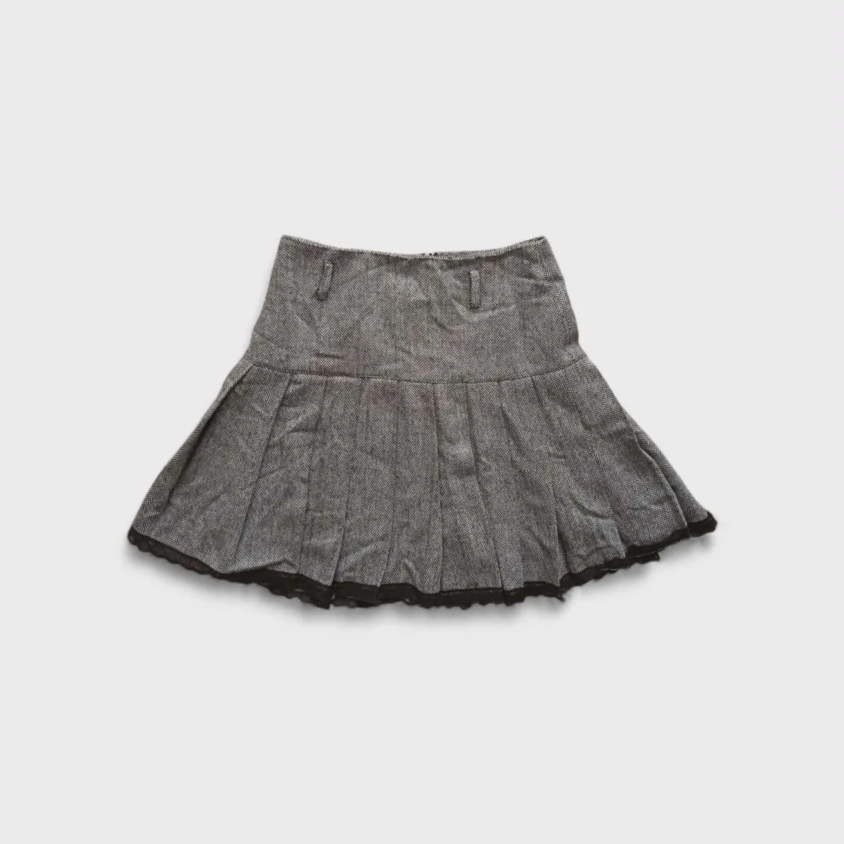 Light Brown Pleated Mini Skirt with Ruffles - Image 2