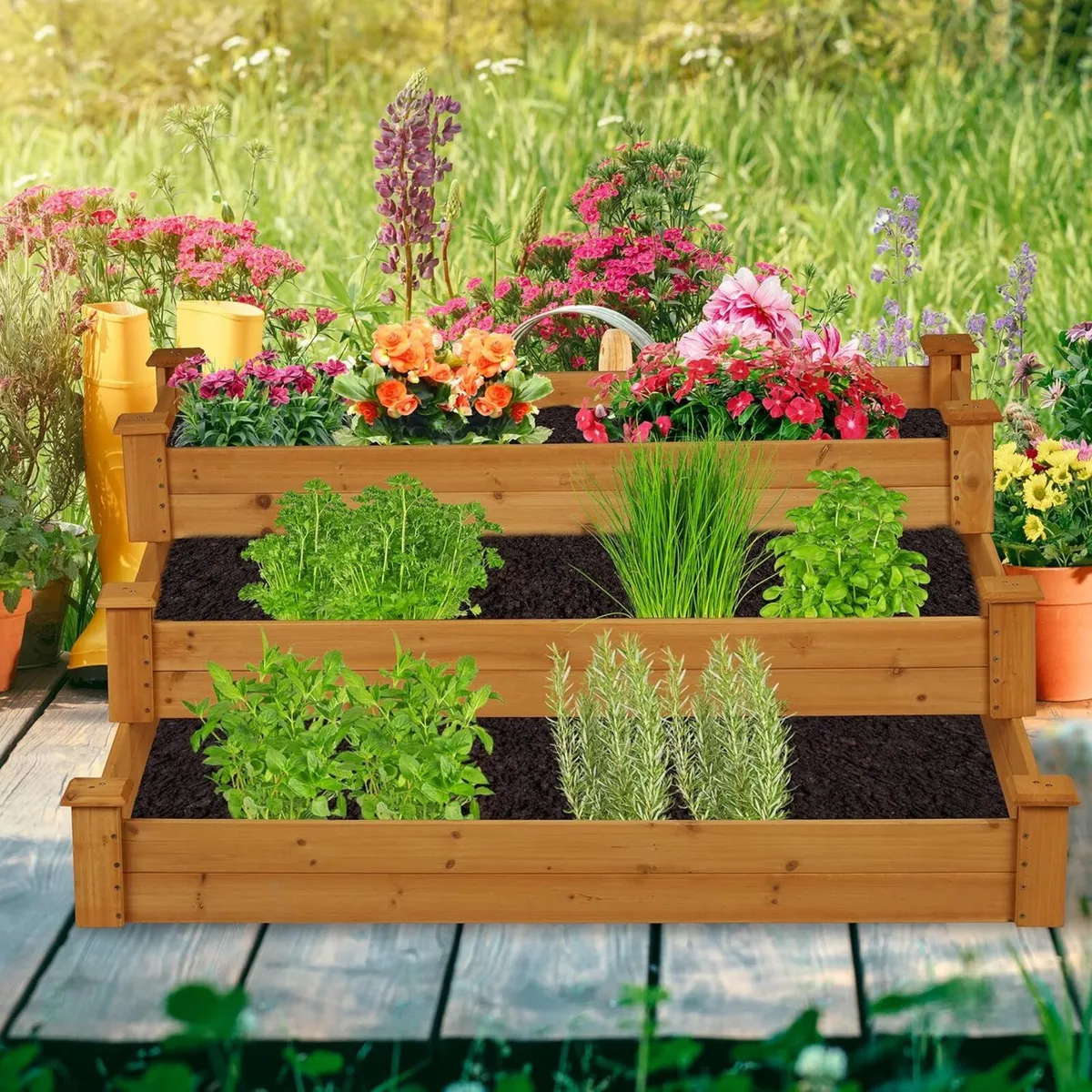 Raised Planter Bed 3 Tiers Tiered Plant HxWxD - Image 2