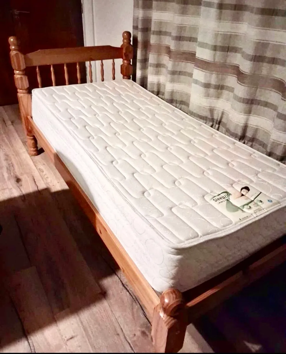 Very Solid Single Wooden Pine Bed - Can Deliver - Image 2