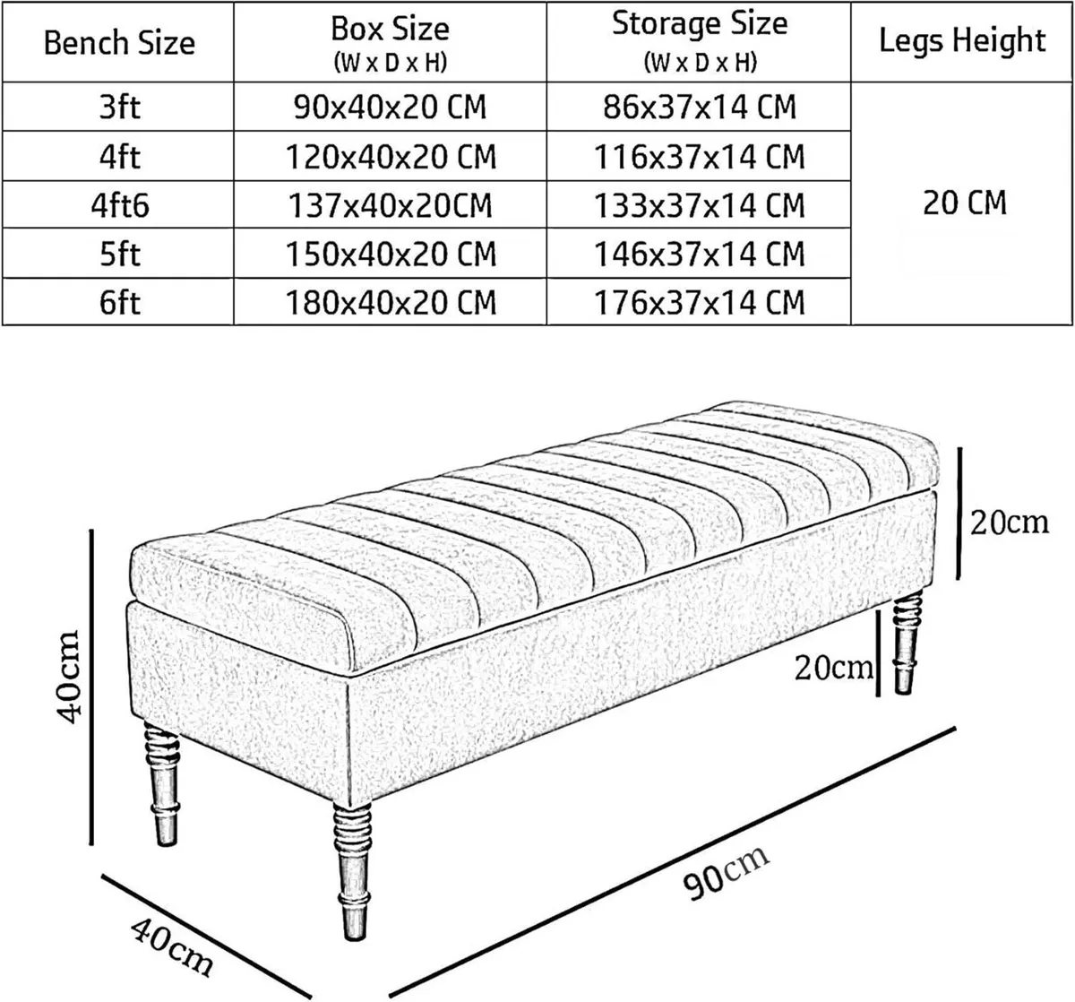 90cm Wide Safar Ottoman Storage Bench Plush - Image 2