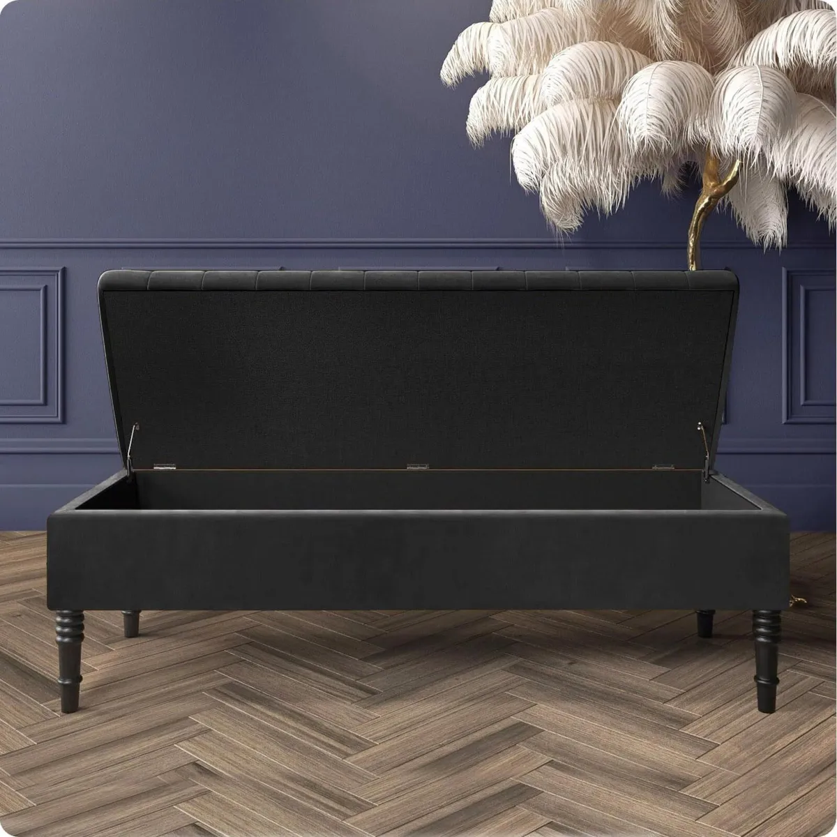 90cm Wide Safar Ottoman Storage Bench Plush - Image 3