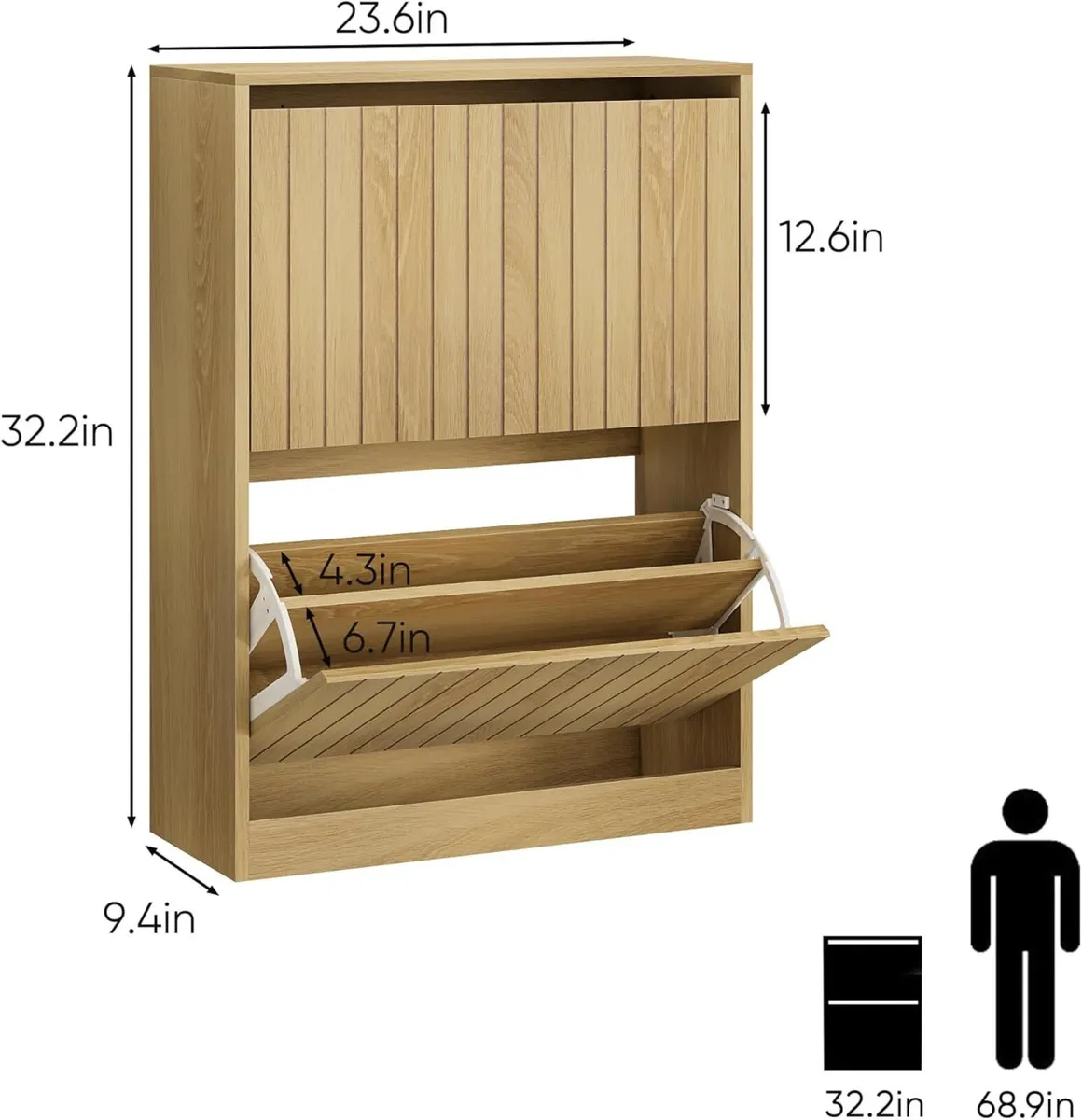 Shoe Storage Cabinet with Vertical Groove Doors 2 - Image 2