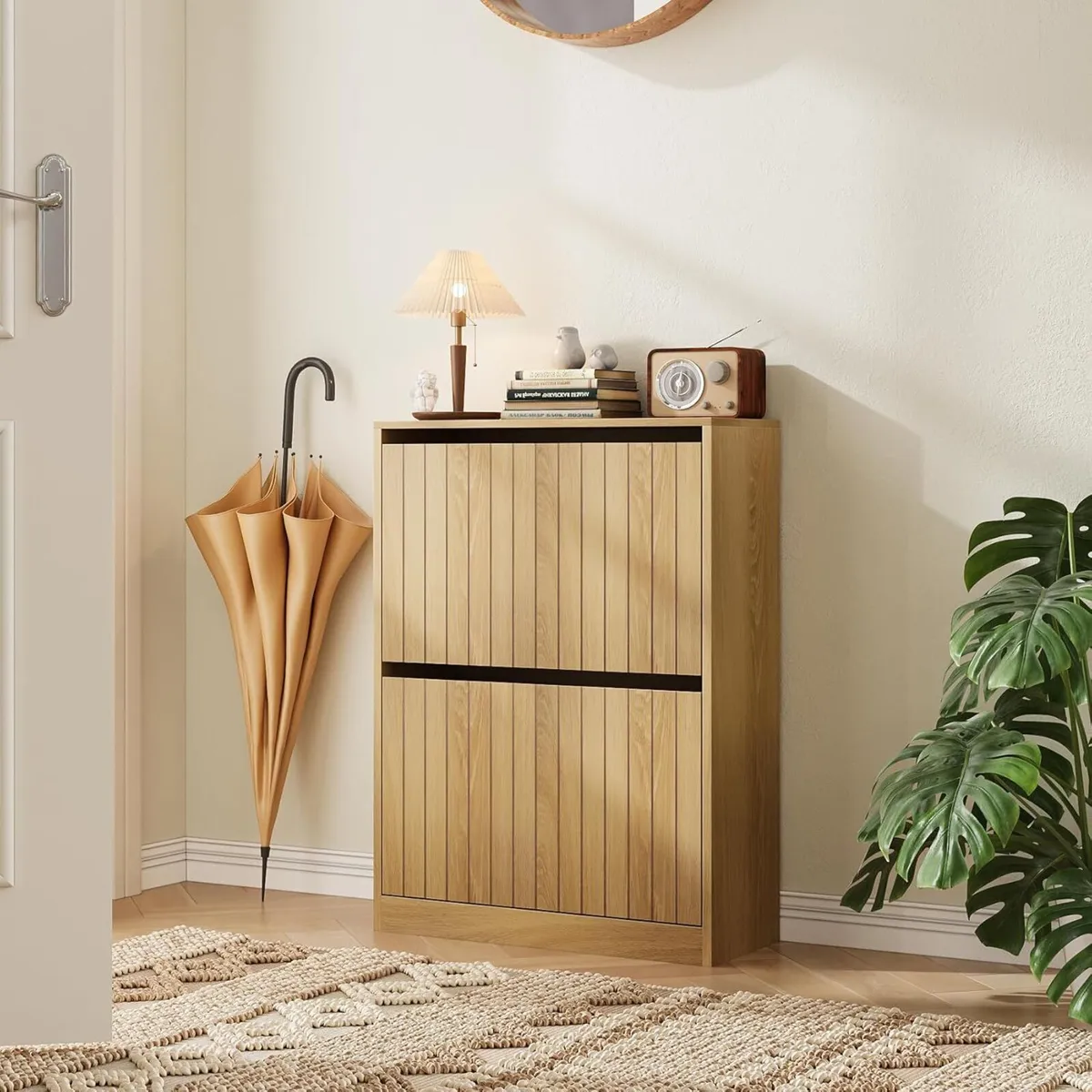 Shoe Storage Cabinet with Vertical Groove Doors 2 - Image 1