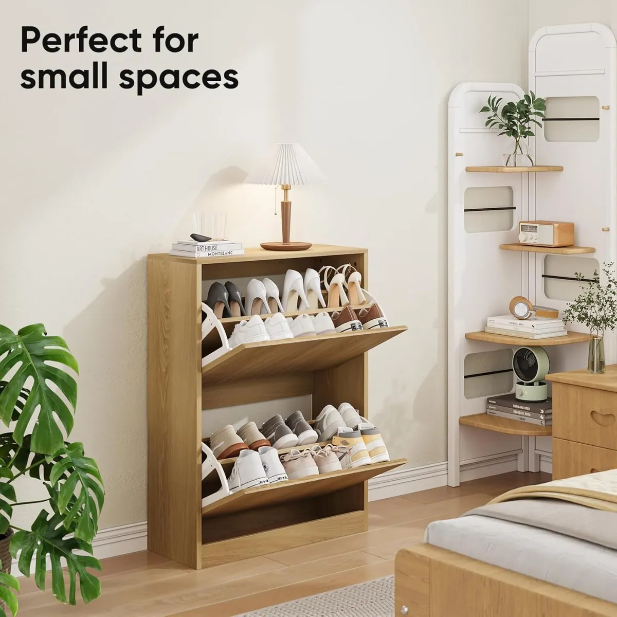 Shoe Storage Cabinet with Vertical Groove Doors 2 - Image 3