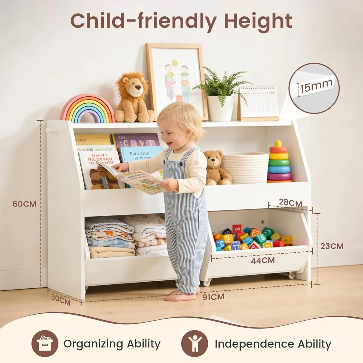 Kids Toy Storage Unit Cabinet with 2 Drawers on - Image 2