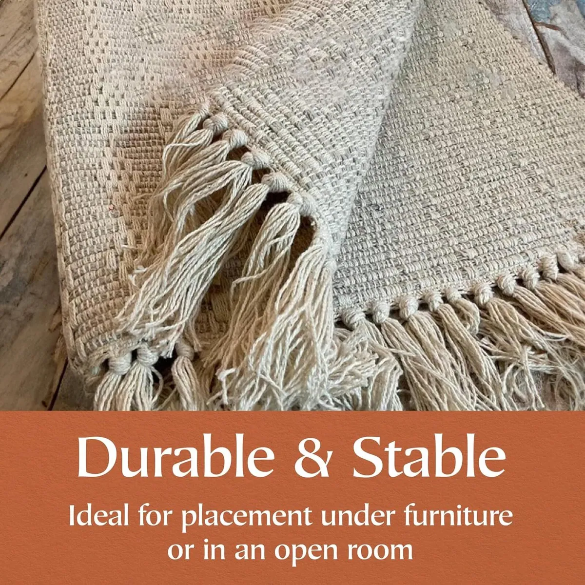 TARKARLI Large Cotton Rug Ivory Cream Textured - Image 4