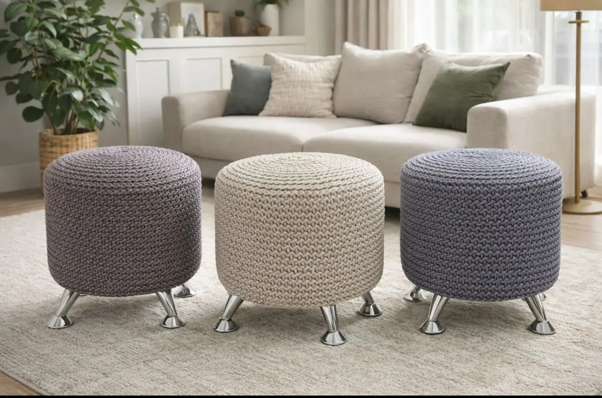 Brand New Chunky Knit Poufs / Footstools – Multipl - Image 1