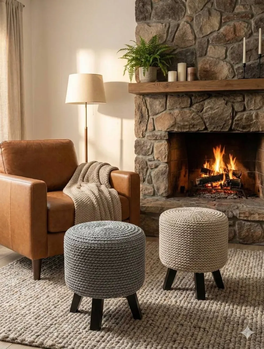 Brand New Chunky Knit Poufs / Footstools – Multipl - Image 2